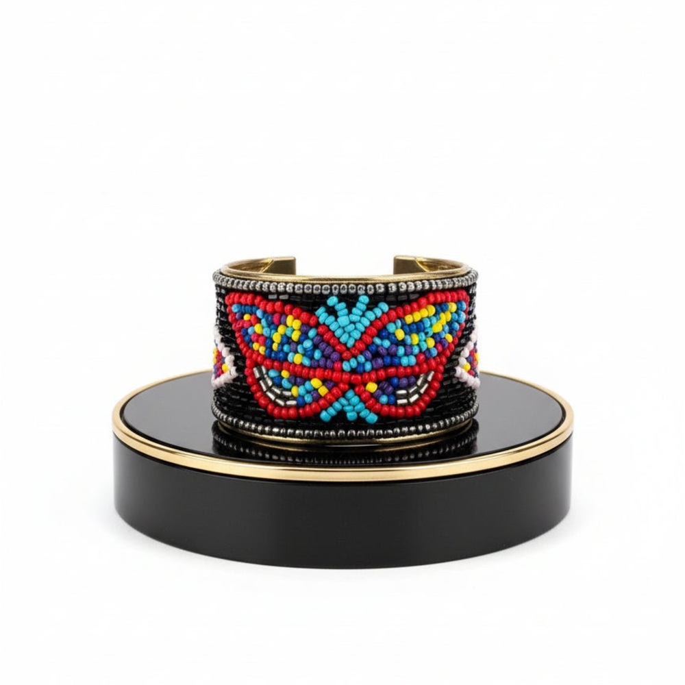 #103 Butterfly Beaded Cuff Bracelet
